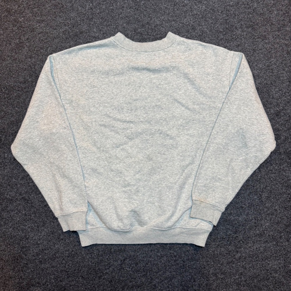 Gap Arch Logo Crewneck Sweatshirt Heather Gray Navy Blue Fleece Mens Small - Picture 4 of 6